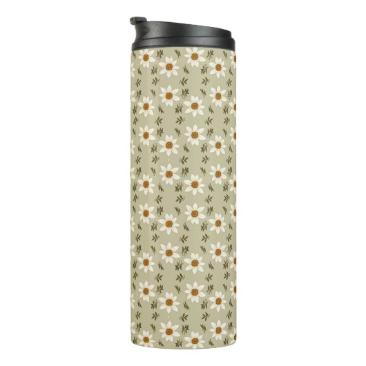 Decoratieve bloemen in wit en beige thermosbeker (Geroteerd rechts)