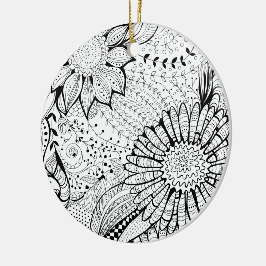 Decoratieve bloemen keramisch ornament (Links)