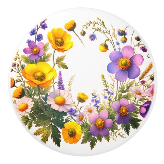 Decoratieve bloemen keramische knoppen (Voorkant)