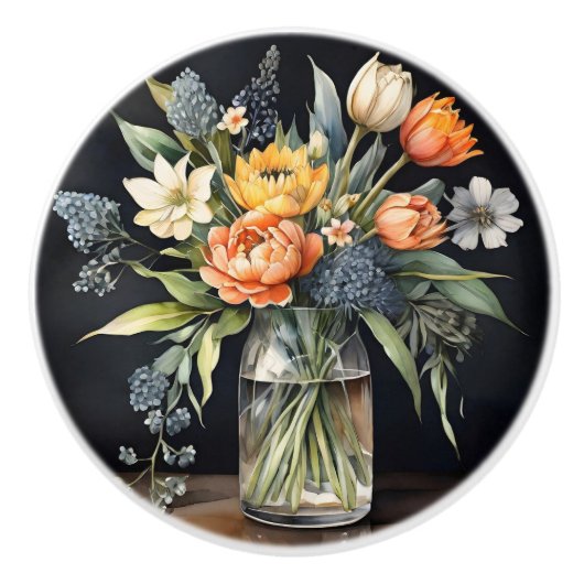 Decoratieve bloemen keramische knoppen (Voorkant)