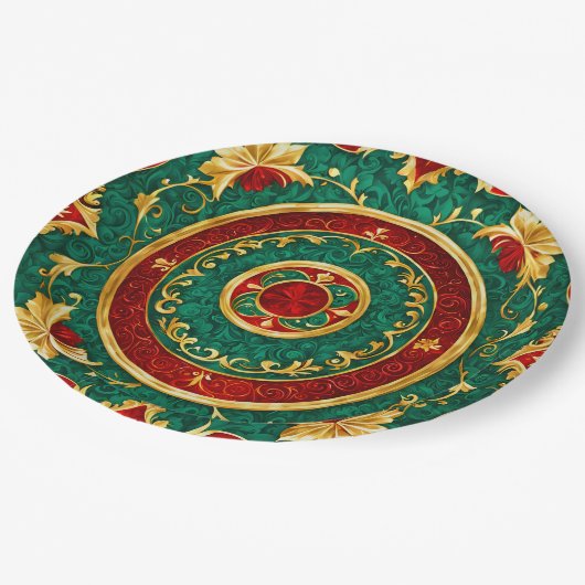 Decoratieve Bloemen Kerst Vakantiepapier Bord (Gekanteld)