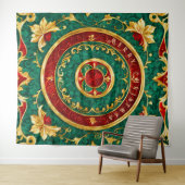 Decoratieve Bloemen Kerstvakantie Achtergrond Wandkleed (In Situ (horizontaal))