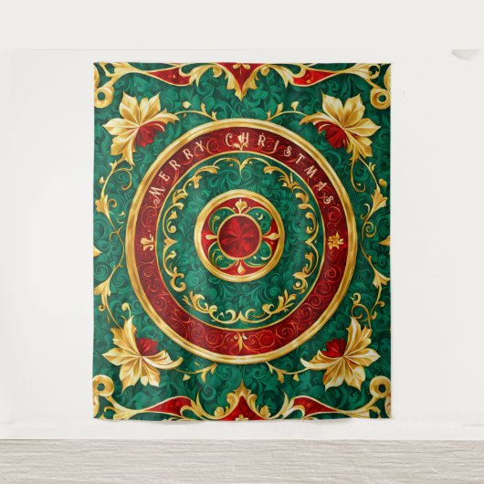 Decoratieve Bloemen Kerstvakantie Achtergrond Wandkleed (Voorkant)