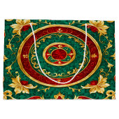 Decoratieve Bloemen Kerstvakantie Gift Bag Groot Cadeauzakje (Achterkant)