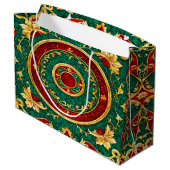 Decoratieve Bloemen Kerstvakantie Gift Bag Groot Cadeauzakje (Achterkant Gekanteld)