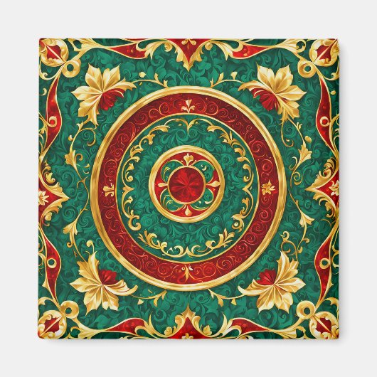 Decoratieve Bloemen Kerstvakantie Magneet (Voorkant)