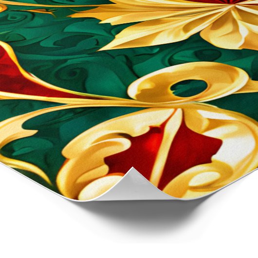 Decoratieve Bloemen Kerstvakantie Poster (Hoek)