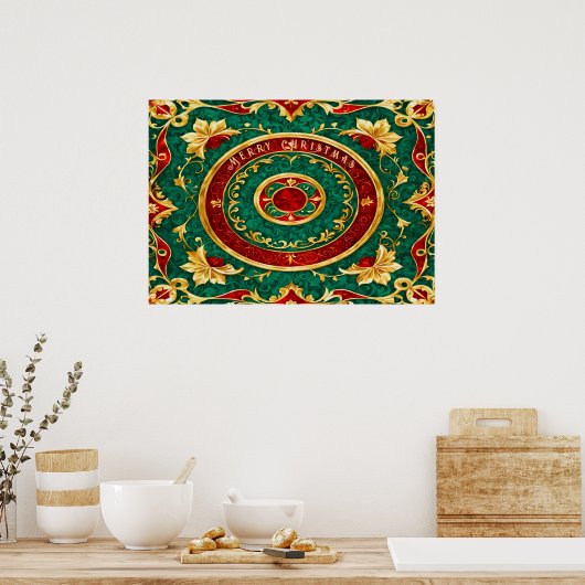 Decoratieve Bloemen Kerstvakantie Poster (Keuken)