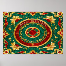 Decoratieve Bloemen Kerstvakantie Poster