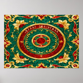 Decoratieve Bloemen Kerstvakantie Poster