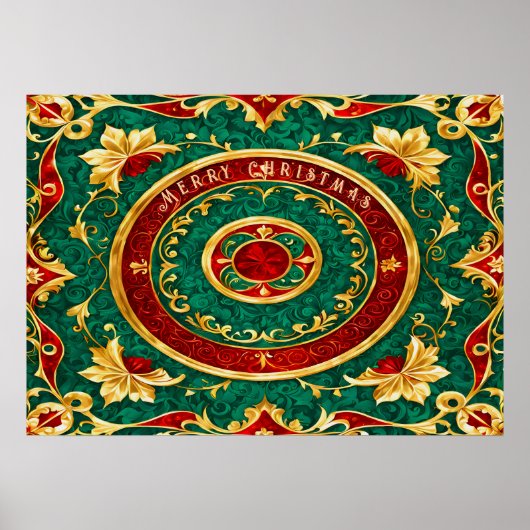 Decoratieve Bloemen Kerstvakantie Poster (Voorkant)