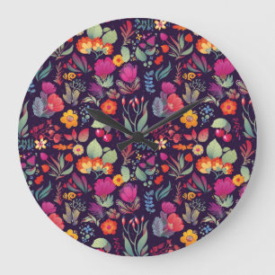 Decoratieve bloemen: Naadloze Doodle Grote Klok