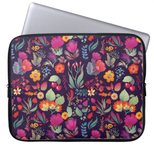 Decoratieve bloemen: Naadloze  Doodle Laptop Sleeve