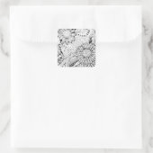 Decoratieve bloemen vierkante sticker (Tas)