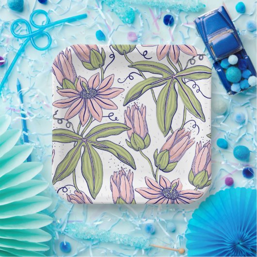 Decoratieve bloemen voor speciale gelegenheden papieren bordje (Feest)