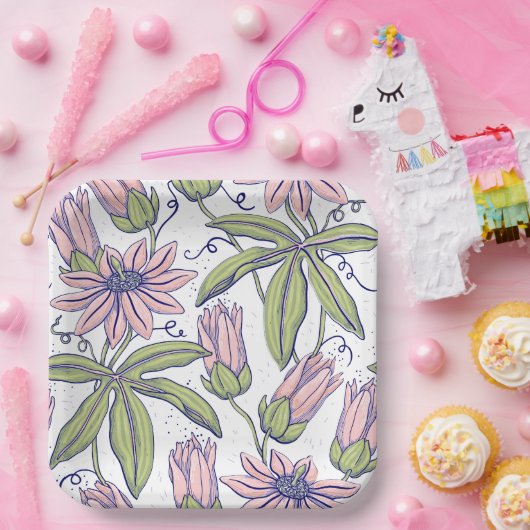 Decoratieve bloemen voor speciale gelegenheden papieren bordje (Feest)