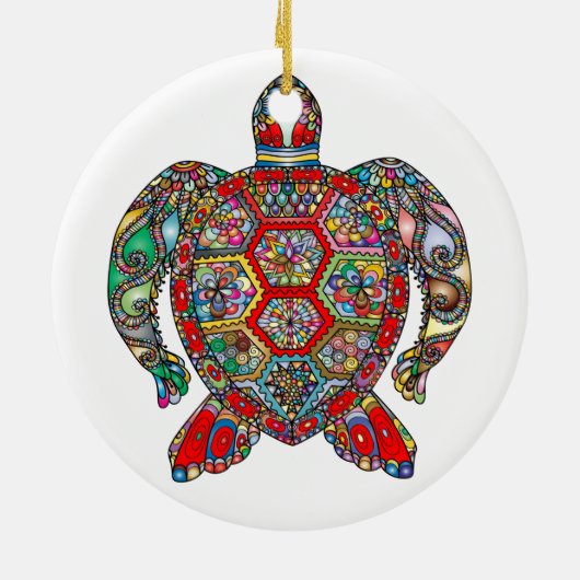Decoratieve bloementschildpad voor sierdoeleinden  keramisch ornament (Achterkant)