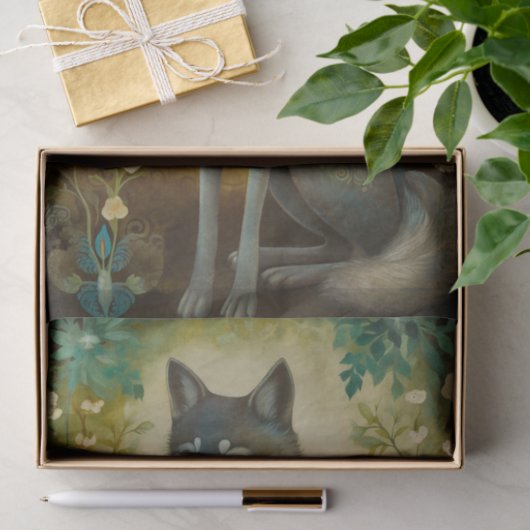 Decoratieve bloemenwolf tissuepapier (Geschenk)