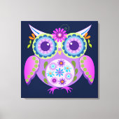 Decoratieve Bloemmacht Uil Canvas Afdruk (Voorkant)