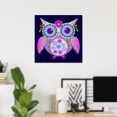 Decoratieve Bloemmacht Uil Poster (Thuiskantoor)