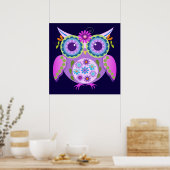 Decoratieve Bloemmacht Uil Poster (Keuken)