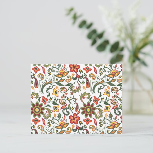 Decoratieve bloempatronen briefkaart (Staand voorkant)