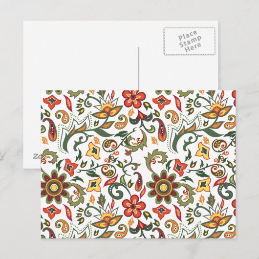 Decoratieve bloempatronen briefkaart (Voorkant / Achterkant)