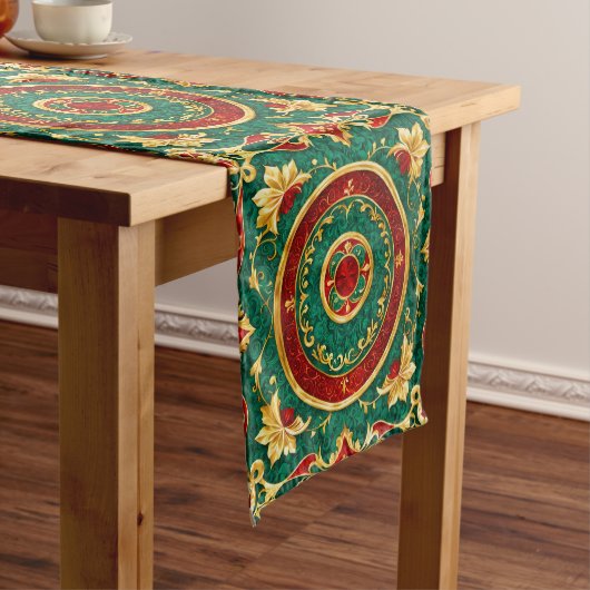 Decoratieve Bloemrijke Kersttafel Runner Medium Tafelloper (Voorbeeld)