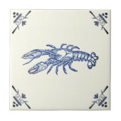 Decoratieve  Blue Lobster op Ivoor Tegeltje (Voorkant)