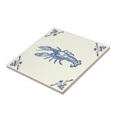Decoratieve  Blue Lobster op Ivoor Tegeltje (Zijkant)
