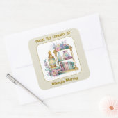 Decoratieve boeken, Vases. Shelf Bookplate Vierkante Sticker (Envelop)