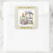 Decoratieve boeken, Vases. Shelf Bookplate Vierkante Sticker (Tas)