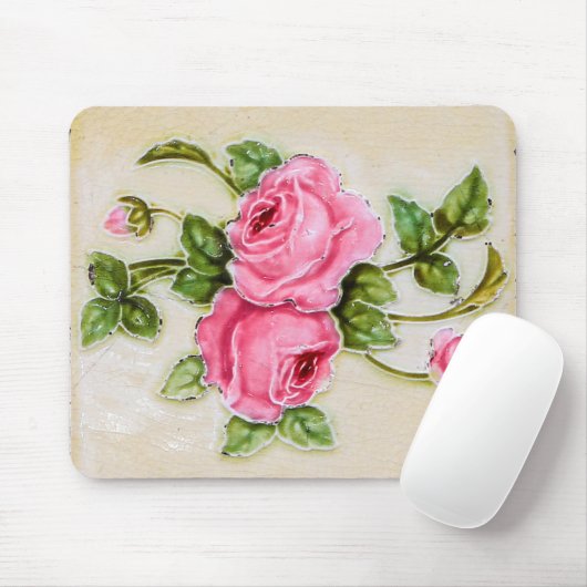 Decoratieve Boeket Roze Rozen Computer Muismat (Met muis)