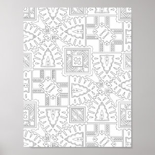Decoratieve Boho-tegelmotiefpatroon Kleur Kunst Poster