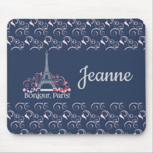 Decoratieve Bonjour Parijs Gepersonaliseerde Naam Muismat
