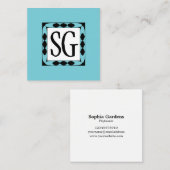 Decoratieve Box 02 - Initialen - Robin Egg Blue Vierkante Visitekaartje (Voorkant / Achterkant)