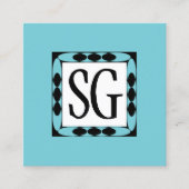 Decoratieve Box 02 - Initialen - Robin Egg Blue Vierkante Visitekaartje (Voorkant)