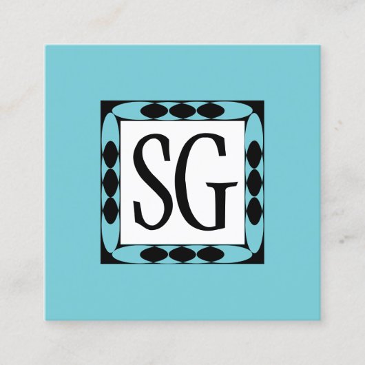 Decoratieve Box 02 - Initialen - Robin Egg Blue Vierkante Visitekaartje (Voorkant)