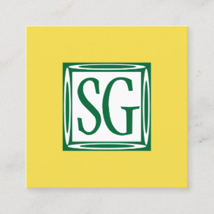 Decoratieve box - Initialen - Forest Green & Yello Vierkante Visitekaartje