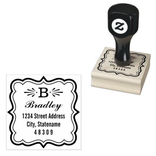 Decoratieve Bracket Lijst Monogram Retouradres Rubberstempel (Gestempeld)