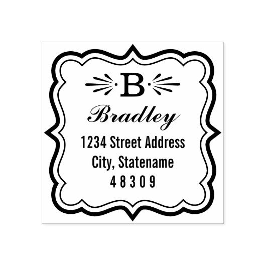 Decoratieve Bracket Lijst Monogram Retouradres Rubberstempel (Afrduk)