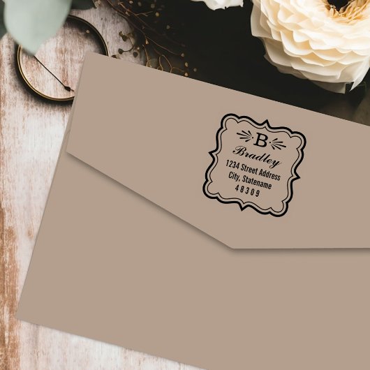 Decoratieve Bracket Lijst Monogram Retouradres Zelfinktende Stempel