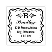 Decoratieve Bracket Lijst Monogram Retouradres Zelfinktende Stempel (Design)