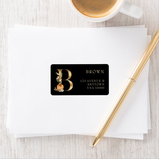 DECORATIEVE BRIEF B met pompoenmonogram Etiket (Insitu)