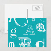 Decoratieve brieven over blauwe achtergrond briefkaart (Voorkant / Achterkant)