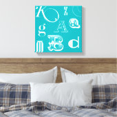 Decoratieve brieven over blauwe achtergrond canvas afdruk (Insitu (Slaapkamer))