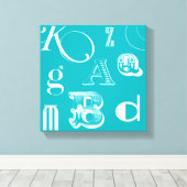 Decoratieve brieven over blauwe achtergrond canvas afdruk (Insitu (Houten vloer))