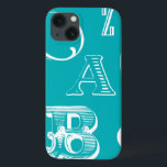 Decoratieve brieven over blauwe achtergrond iPhone 13 hoesje<br><div class="desc">Een echte alfabetsoep wacht op je wanneer je deze afdruk van decoratieve letters op een blauwe achtergrond koopt. Een verwezenlijking van de Studio van de Visie,  zou dit een grote toevoeging aan een ruimte van het kind of hun playroom zijn. Bestel vandaag nog een afdruk!</div>