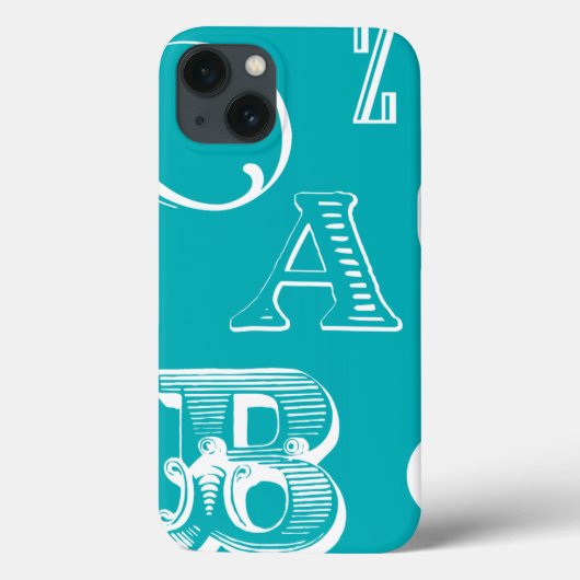 Decoratieve brieven over blauwe achtergrond Case-Mate iPhone case (Achterkant)