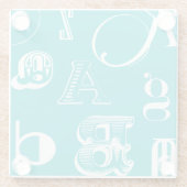 Decoratieve brieven over blauwe achtergrond glazen onderzetter (Achterkant)